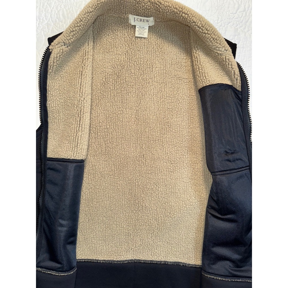 J.Crew Mens Sherpa Lined Full Zip Vest Black Large Utility Gorpcore Layering - Picture 4 of 6